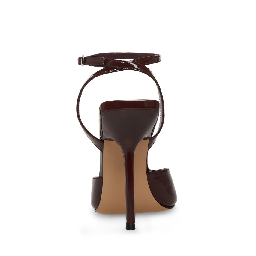 Burgundy Steve Madden Prize Patent Women's Heels Sandals | PH 4617UI16